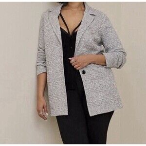 Torrid Studio Double Knit Marbled Grey Boyfriend Blazer Size 0 (large/12)